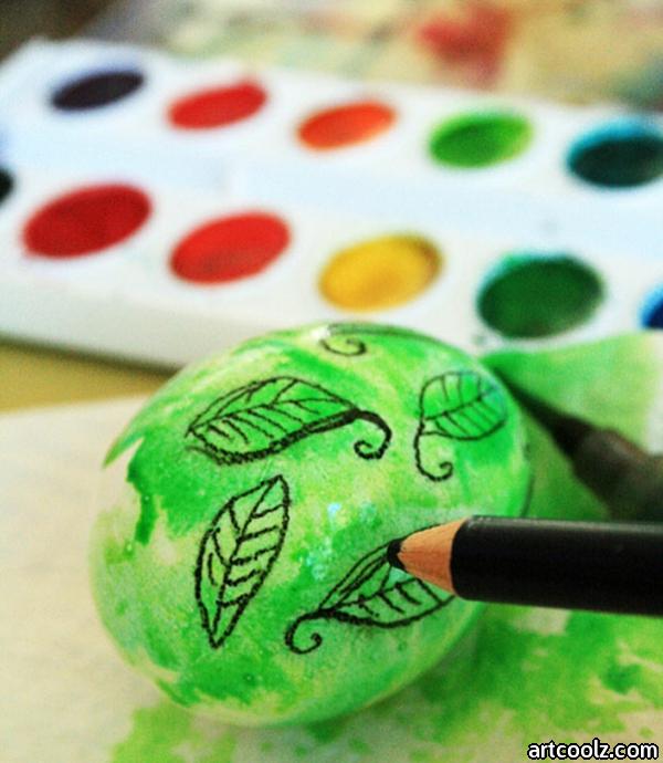 Easter eggs paint colorful fresh green black watercolor colors