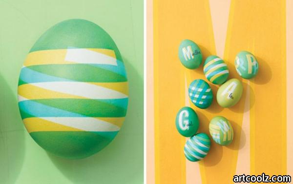 Paint Easter eggs colorful make your own stripes