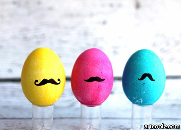 Easter painting eggs colorful colorful mustache paper black
