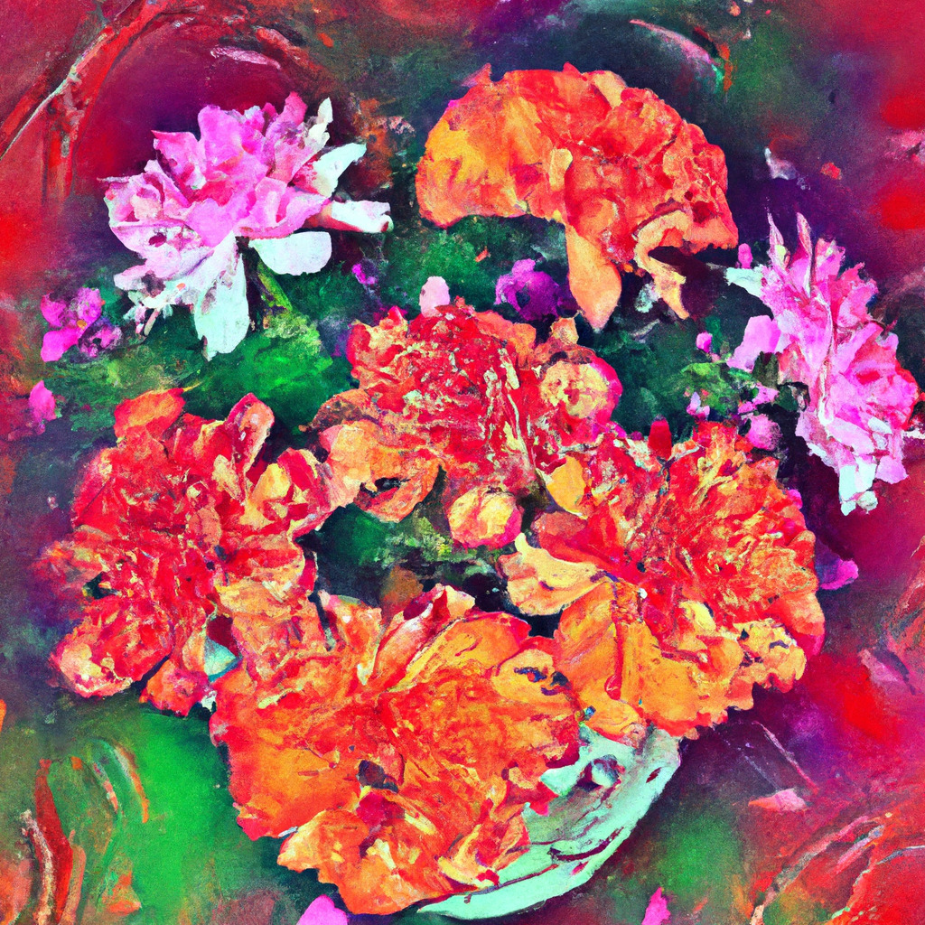 Digital art of a bouquet of flowers, symbolizing beauty, in a vibrant and colorful style.