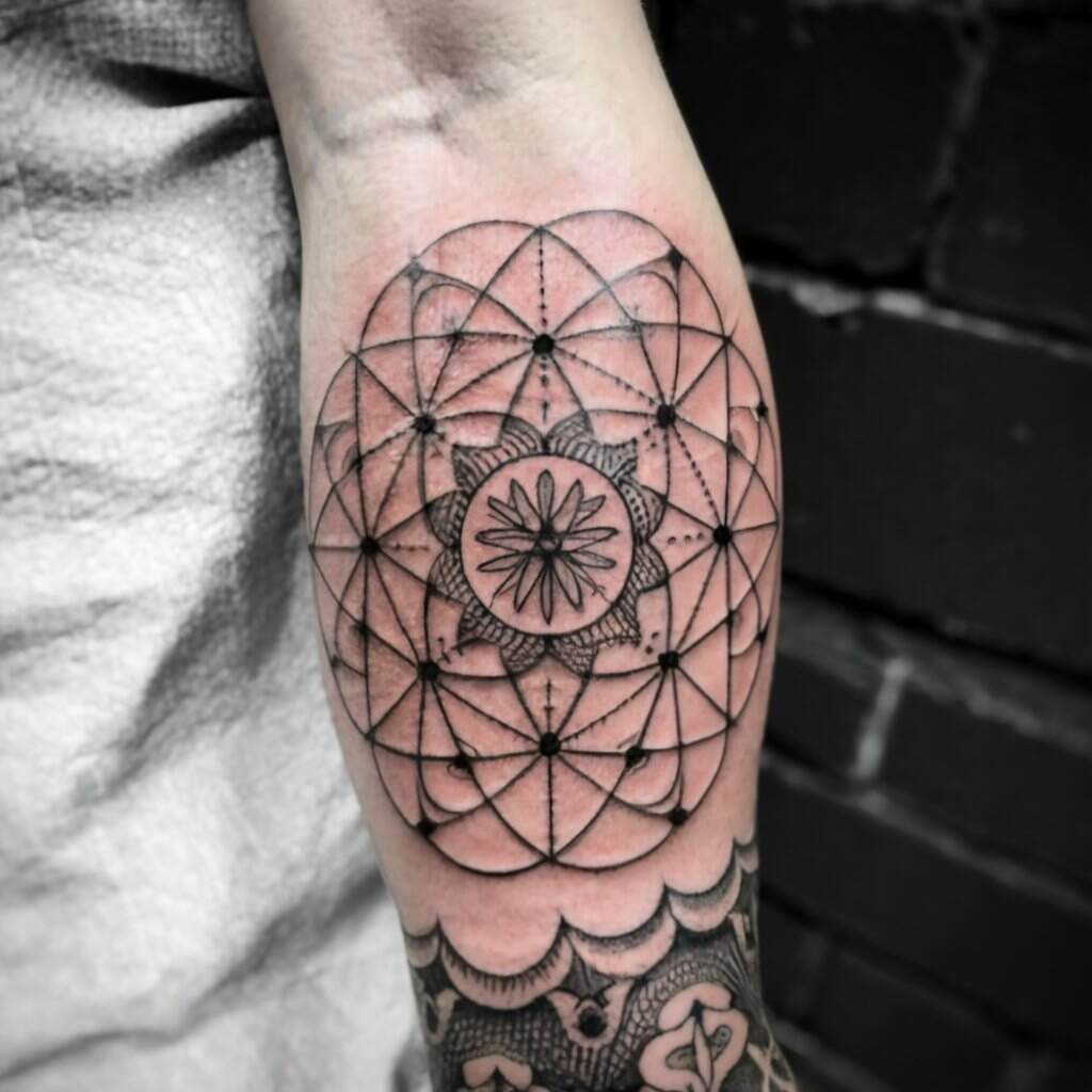 A tattoo on a person's arm geometric tattoo