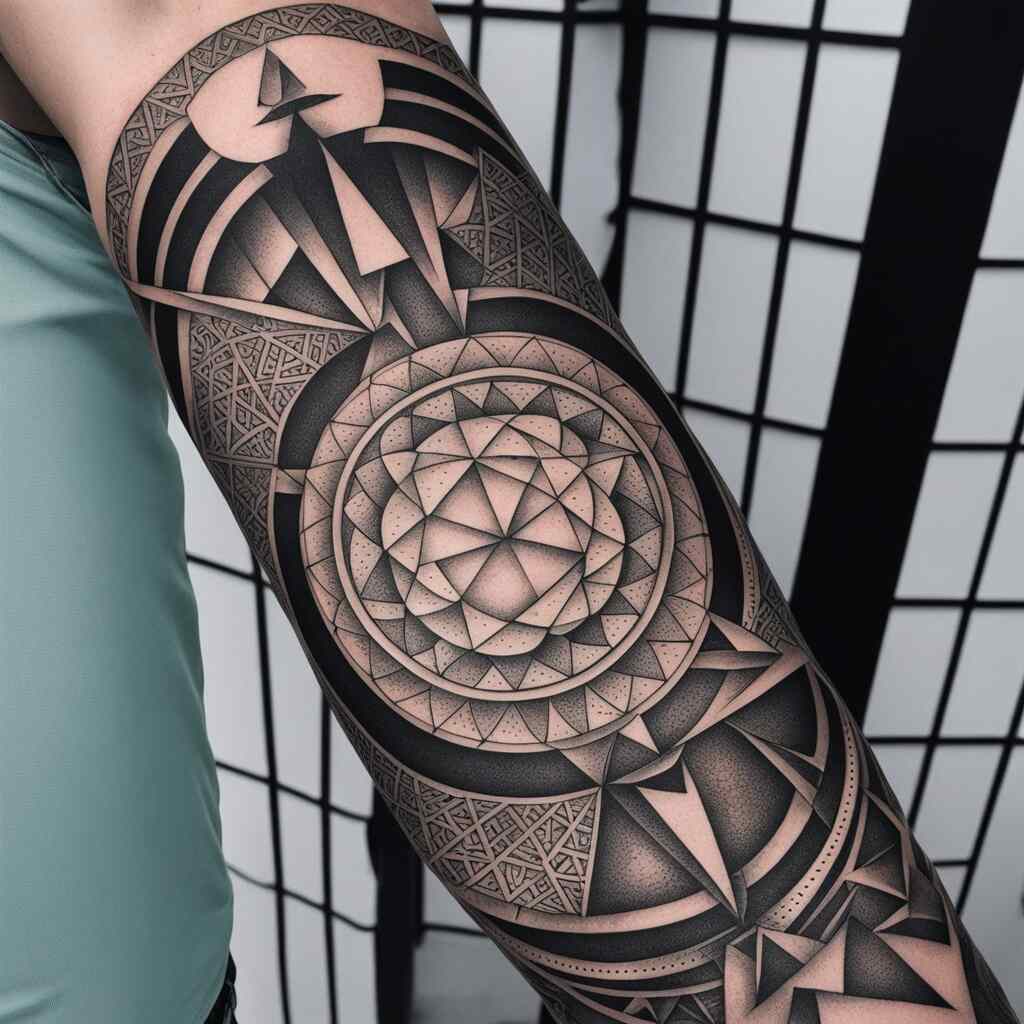 A tattoo on a person's arm - geometry tattoo