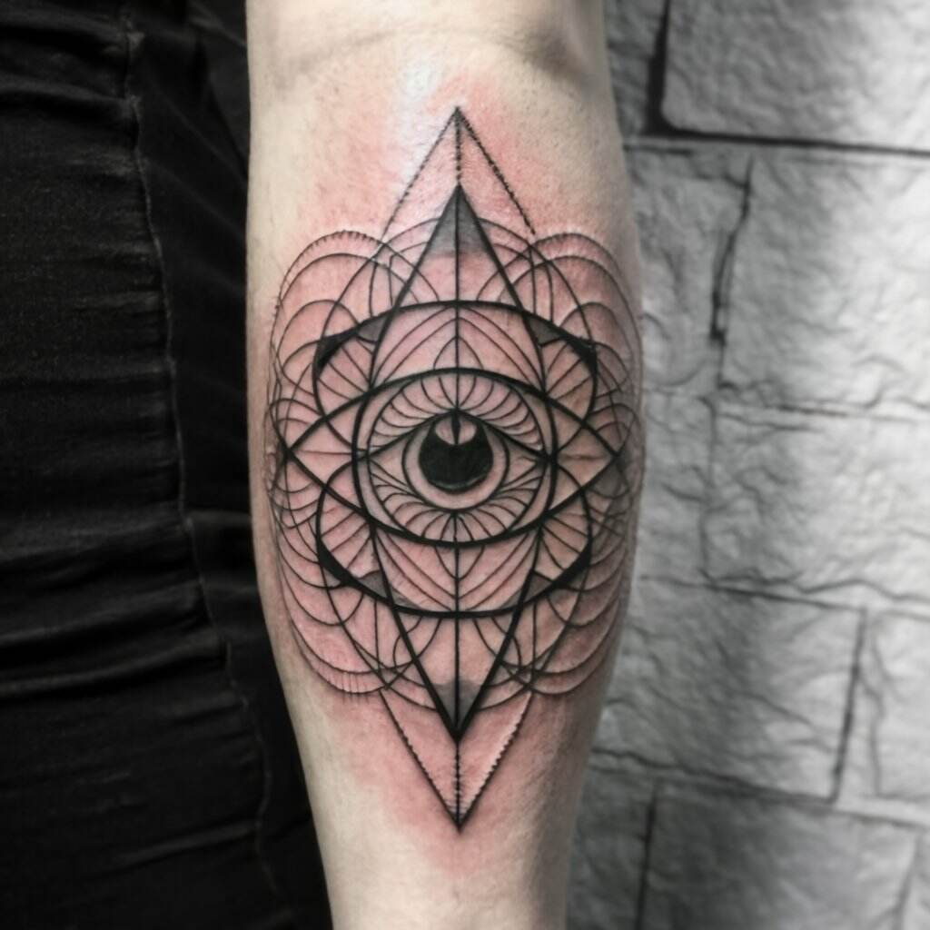 A sacred geometric tattoo on the arm