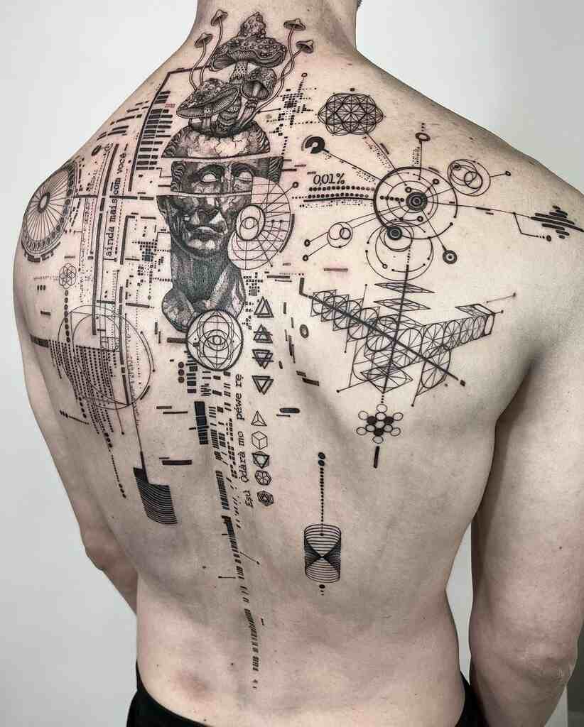 Sacred geometric tattoo on back