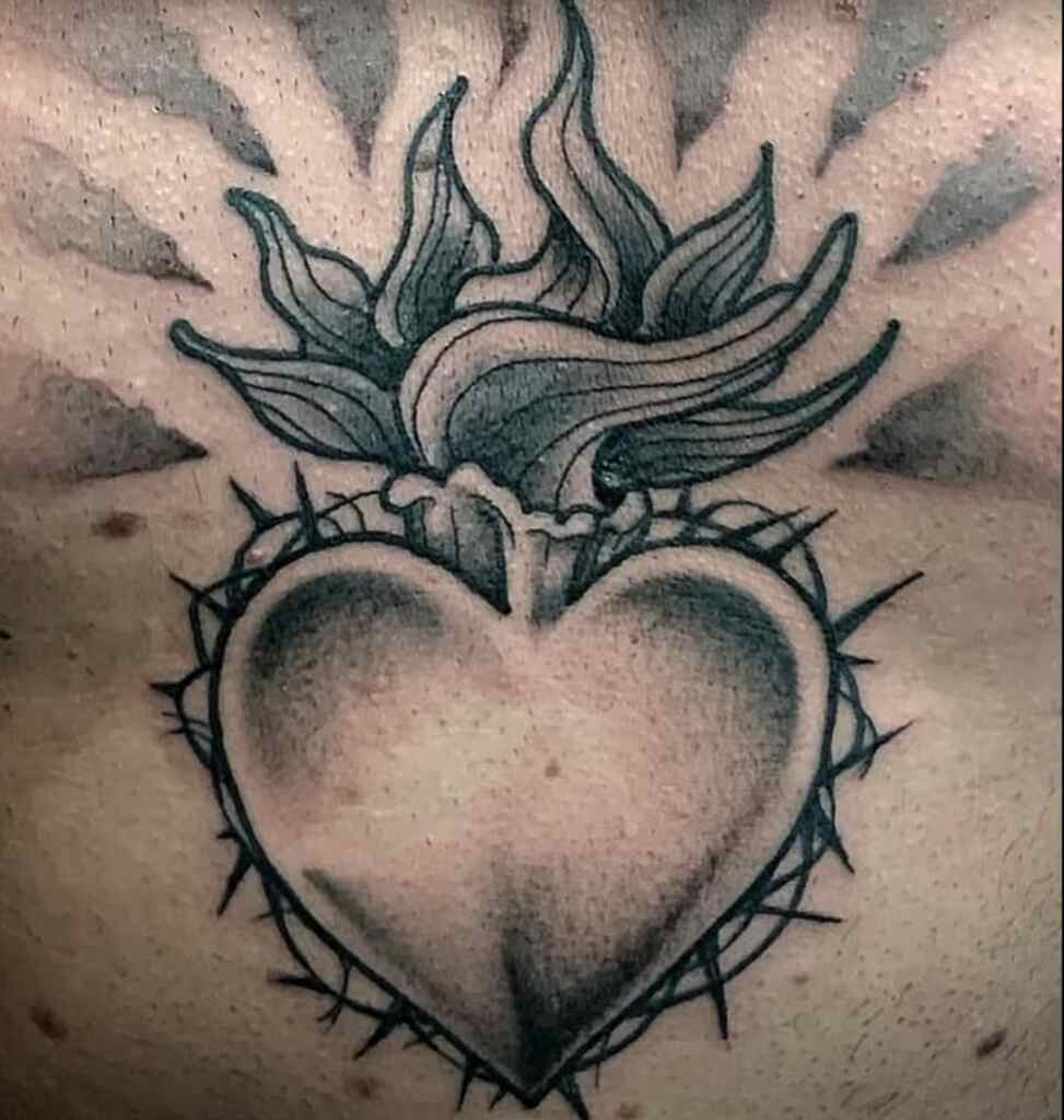Geometric Sacred heart tattoo ideas